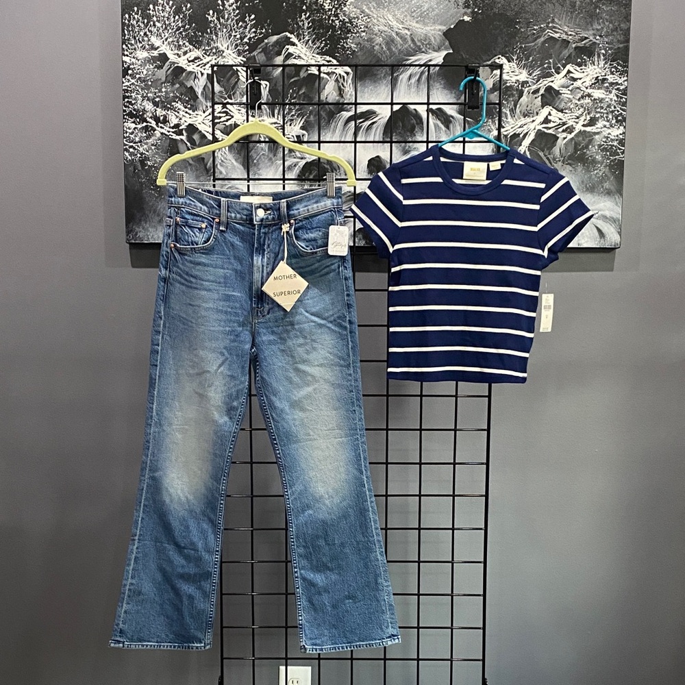 Mother denim with striped tee